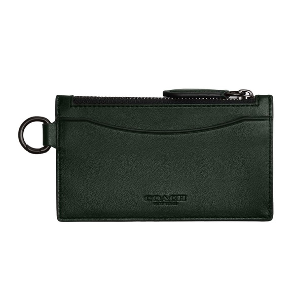 Coach Men's Zip Card Case Leather Wallet Amazon Green CM376 $125 Retail - Picture 7 of 13